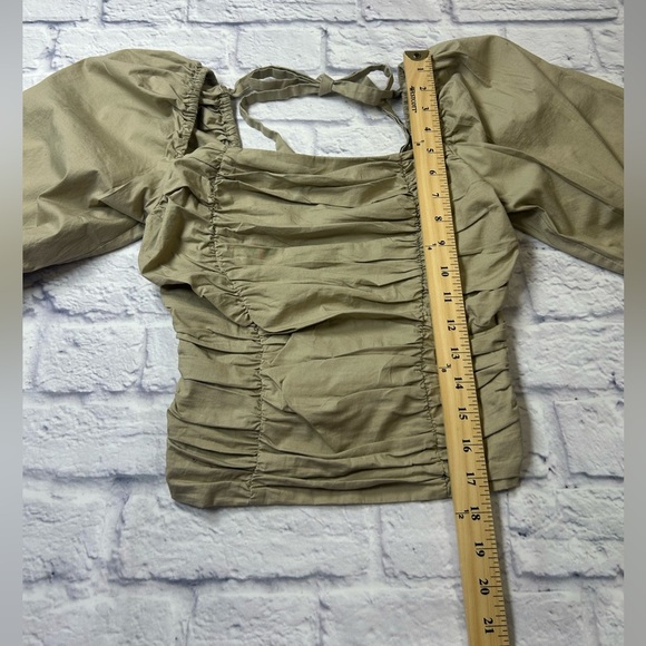 Wayf Tan Puff Sleeve Blouse. Coquette. Coquette Girl. Feminine. - Picture 5 of 8